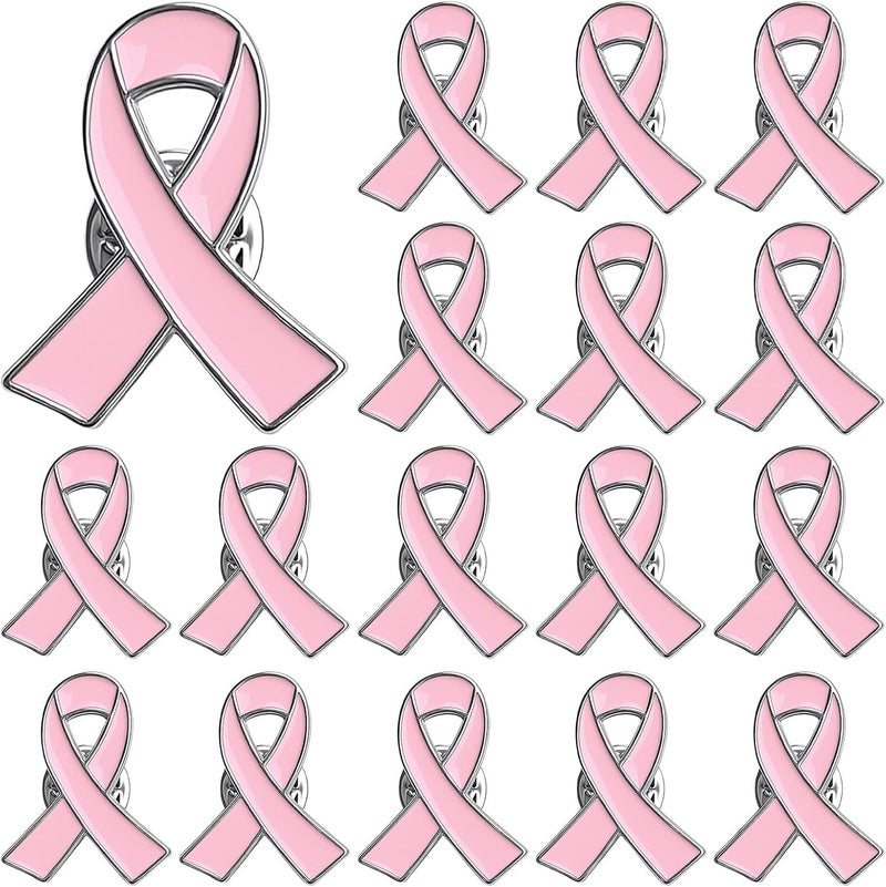 EMORBALS 6/20/50 Pcs Breast Cancer Pin, 6 Pack Breast Cancer Awareness Pins Set, Alloy Pink Ribbon Pin, Safety Clip Design - Image 1